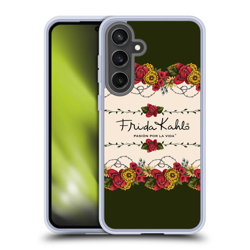 Frida Kahlo Red Florals Border Soft Gel Case for Samsung Galaxy S24 FE & MagSafe