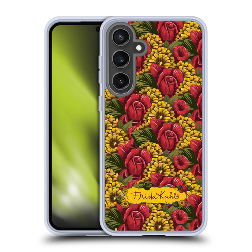 Frida Kahlo Red Florals Pattern Soft Gel Case for Samsung Galaxy S24 FE & MagSafe
