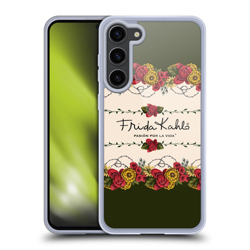 Frida Kahlo Red Florals Border Soft Gel Case for Samsung Galaxy S23+ 5G & MagSafe