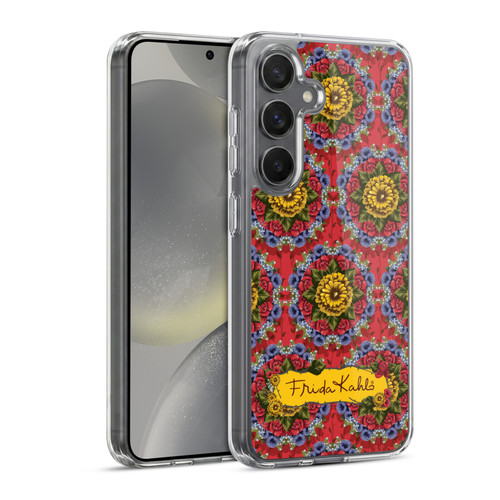 Frida Kahlo Red Florals Mandala Soft Gel Case for Samsung Galaxy S24 5G & MagSafe