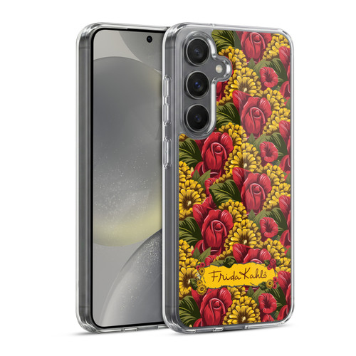 Frida Kahlo Red Florals Pattern Soft Gel Case for Samsung Galaxy S24 5G & MagSafe