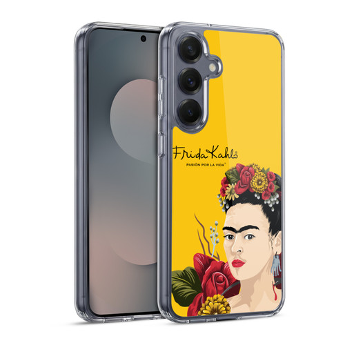 Frida Kahlo Red Florals Portrait Soft Gel Case for Samsung Galaxy S25 & MagSafe