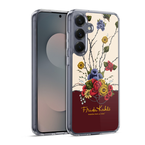Frida Kahlo Red Florals Shrub Soft Gel Case for Samsung Galaxy S25 & MagSafe