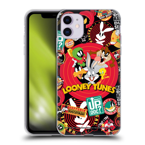 Looney Tunes Graphics and Characters Sticker Collage Soft Gel Case for Apple iPhone 11