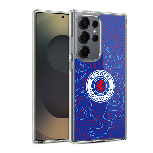 Rangers FC Crest Lion Pinstripes Pattern Soft Gel Case for Samsung Galaxy S25 Ultra & MagSafe