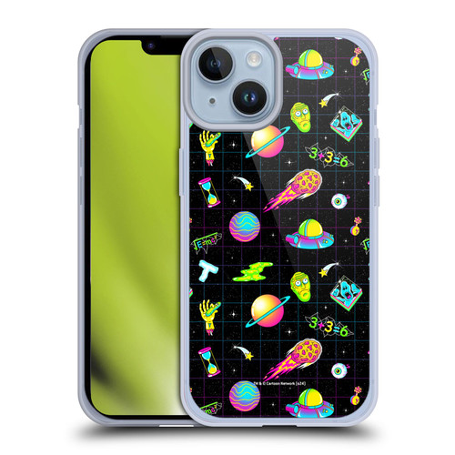 Rick And Morty Season 3 Graphics Neon Pattern Soft Gel Case for Apple iPhone 14 & MagSafe