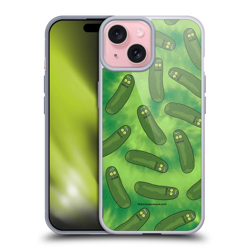 Rick And Morty Season 3 Graphics Pickle Rick Pattern Soft Gel Case for Apple iPhone 15 & MagSafe