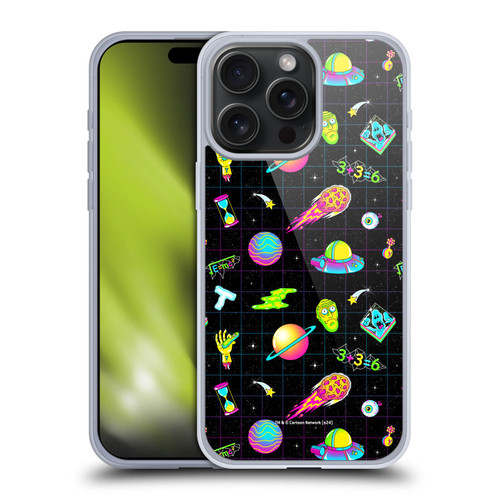 Rick And Morty Season 3 Graphics Neon Pattern Soft Gel Case for Apple iPhone 15 Pro Max & MagSafe