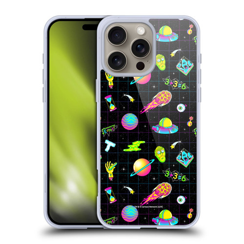 Rick And Morty Season 3 Graphics Neon Pattern Soft Gel Case for Apple iPhone 16 Pro Max & MagSafe