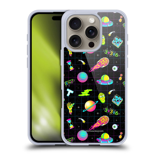 Rick And Morty Season 3 Graphics Neon Pattern Soft Gel Case for Apple iPhone 16 Pro & MagSafe