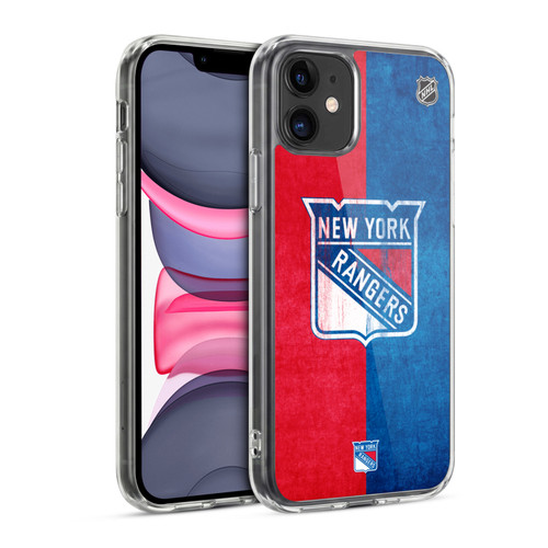 NHL New York Rangers Half Distressed Soft Gel Case for Apple iPhone 11