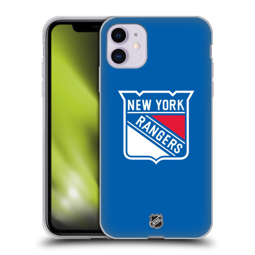 NHL New York Rangers Plain Soft Gel Case for Apple iPhone 11