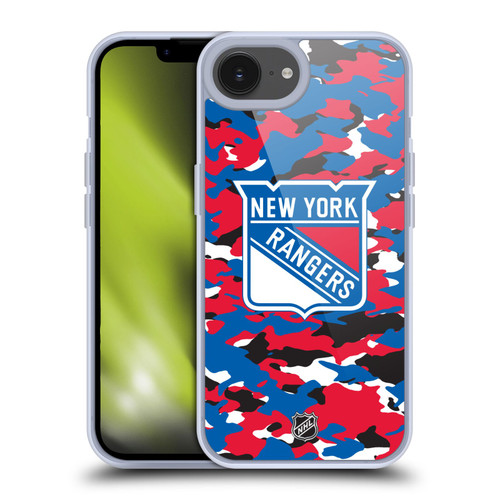 NHL New York Rangers Camouflage Soft Gel Case for Apple iPhone 16e & MagSafe