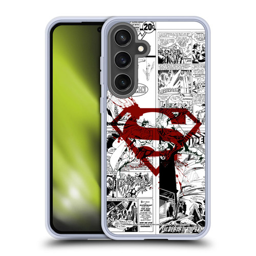 Superman DC Comics Comicbook Art Red Logo Splatter Soft Gel Case for Samsung Galaxy S24 FE & MagSafe