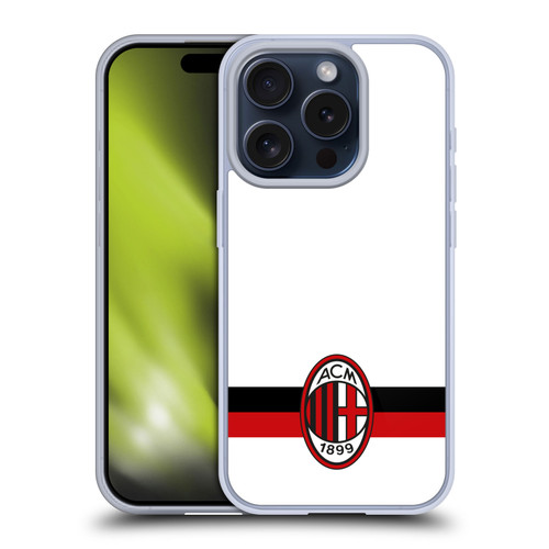 AC Milan Crest White Soft Gel Case for Apple iPhone 15 Pro & MagSafe