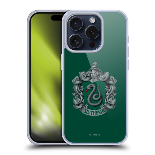 Harry Potter Chamber Of Secrets I Slytherin Crest Soft Gel Case for Apple iPhone 15 Pro & MagSafe