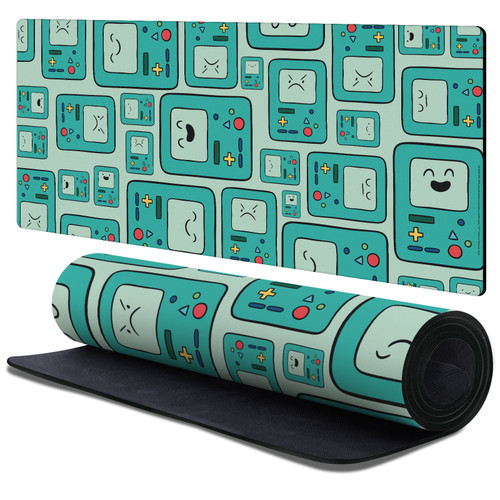 Adventure Time Graphics BMO Pattern Gaming Office Desk PC Keyboard Mouse Mat Pad 37.4 x 15.75 x 0.16 inches (900 x 400 mm) - XL