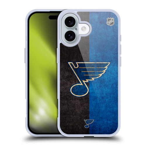 NHL St Louis Blues Half Distressed Soft Gel Case for Apple iPhone 16 & MagSafe