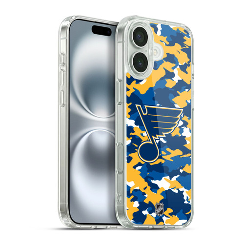 NHL St Louis Blues Camouflage Soft Gel Case for Apple iPhone 16 Plus & MagSafe