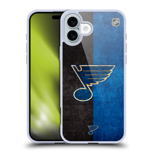 NHL St Louis Blues Half Distressed Soft Gel Case for Apple iPhone 16 Plus & MagSafe