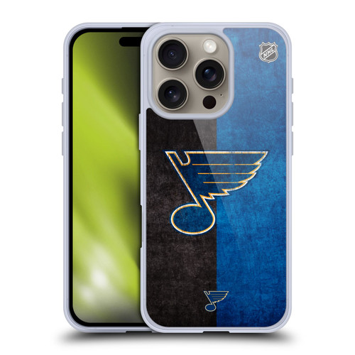 NHL St Louis Blues Half Distressed Soft Gel Case for Apple iPhone 16 Pro & MagSafe