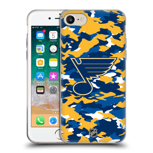 NHL St Louis Blues Camouflage Soft Gel Case for Apple iPhone 7 / 8 / SE 2020 & 2022 & MagSafe