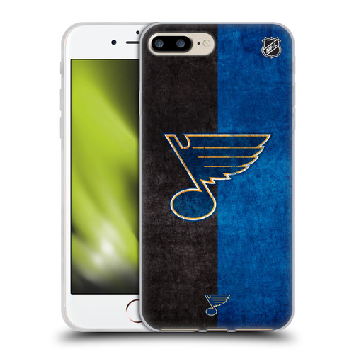 NHL St Louis Blues Half Distressed Soft Gel Case for Apple iPhone 7 Plus / iPhone 8 Plus & MagSafe