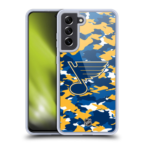NHL St Louis Blues Camouflage Soft Gel Case for Samsung Galaxy S21 FE 5G & MagSafe