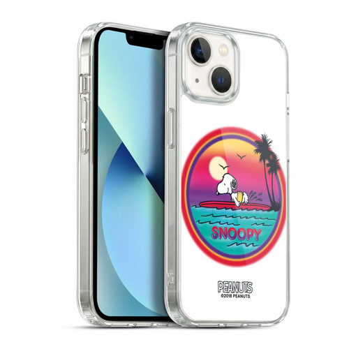 Peanuts Snoopy Boardwalk Airbrush Beach Surf Soft Gel Case for Apple iPhone 13