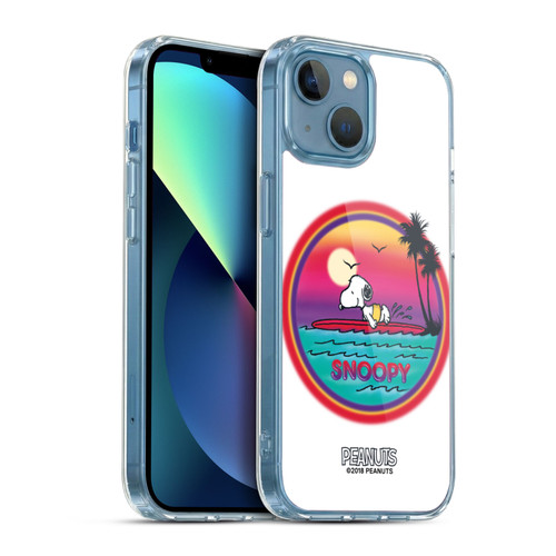 Peanuts Snoopy Boardwalk Airbrush Beach Surf Soft Gel Case for Apple iPhone 13 Mini & MagSafe