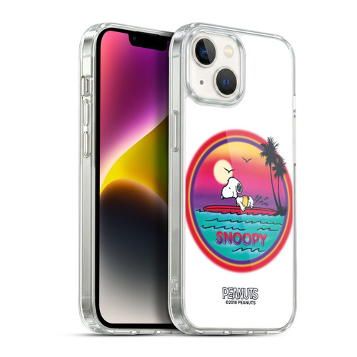 Peanuts Snoopy Boardwalk Airbrush Beach Surf Soft Gel Case for Apple iPhone 14