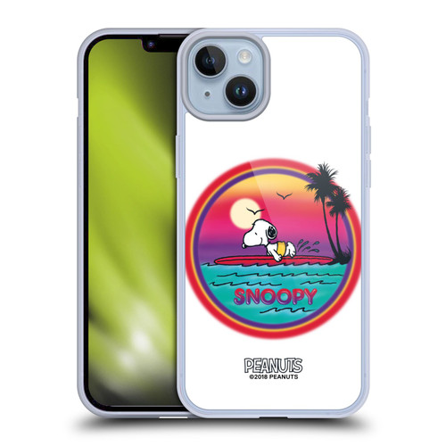 Peanuts Snoopy Boardwalk Airbrush Beach Surf Soft Gel Case for Apple iPhone 14 Plus & MagSafe
