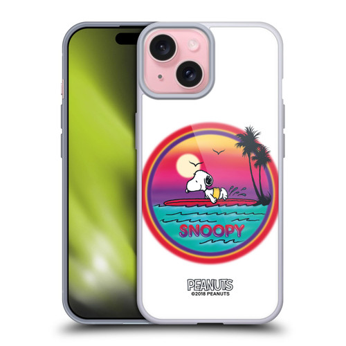 Peanuts Snoopy Boardwalk Airbrush Beach Surf Soft Gel Case for Apple iPhone 15 & MagSafe