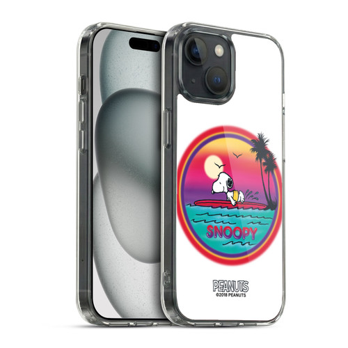 Peanuts Snoopy Boardwalk Airbrush Beach Surf Soft Gel Case for Apple iPhone 15 & MagSafe