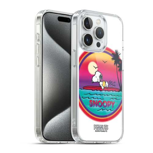 Peanuts Snoopy Boardwalk Airbrush Beach Surf Soft Gel Case for Apple iPhone 15 Pro & MagSafe
