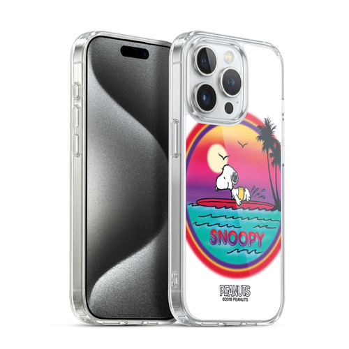 Peanuts Snoopy Boardwalk Airbrush Beach Surf Soft Gel Case for Apple iPhone 15 Pro & MagSafe