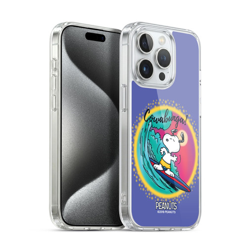 Peanuts Snoopy Boardwalk Airbrush Cowabunga Surf Soft Gel Case for Apple iPhone 15 Pro & MagSafe