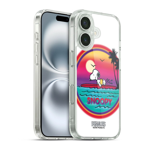 Peanuts Snoopy Boardwalk Airbrush Beach Surf Soft Gel Case for Apple iPhone 16 & MagSafe