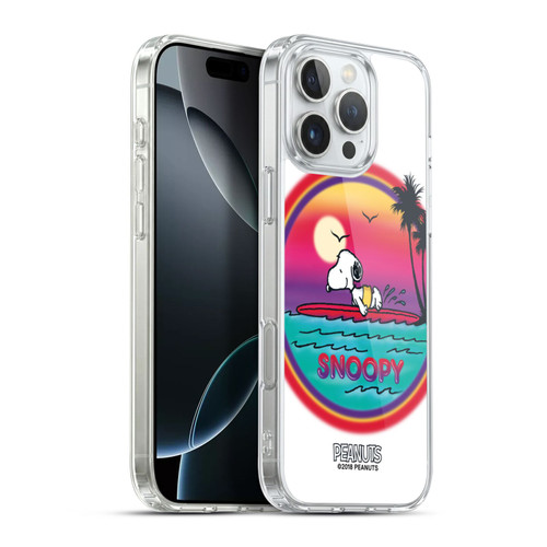 Peanuts Snoopy Boardwalk Airbrush Beach Surf Soft Gel Case for Apple iPhone 16 Pro Max & MagSafe