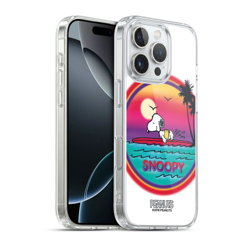 Peanuts Snoopy Boardwalk Airbrush Beach Surf Soft Gel Case for Apple iPhone 16 Pro & MagSafe