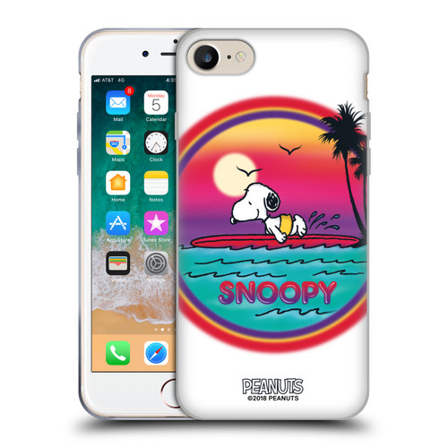 Peanuts Snoopy Boardwalk Airbrush Beach Surf Soft Gel Case for Apple iPhone 7 / 8 / SE 2020 & 2022 & MagSafe