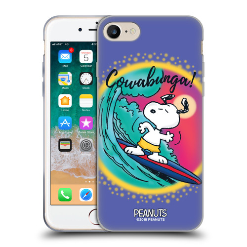 Peanuts Snoopy Boardwalk Airbrush Cowabunga Surf Soft Gel Case for Apple iPhone 7 / 8 / SE 2020 & 2022 & MagSafe