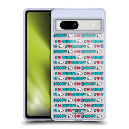 Peanuts Snoopy Boardwalk Airbrush I Love Pattern Soft Gel Case for Google Pixel 7a