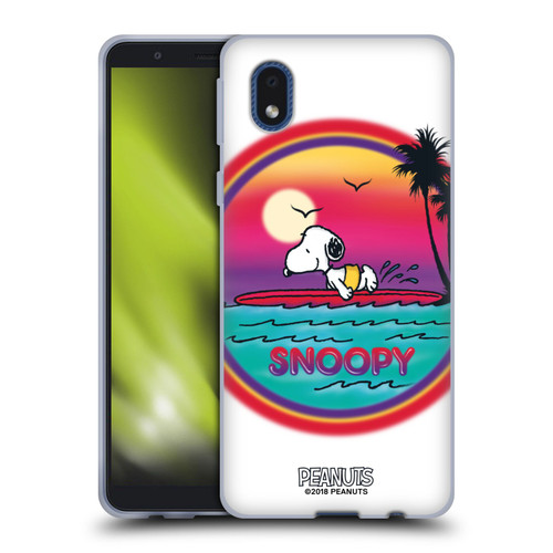 Peanuts Snoopy Boardwalk Airbrush Beach Surf Soft Gel Case for Samsung Galaxy A01 Core (2020)