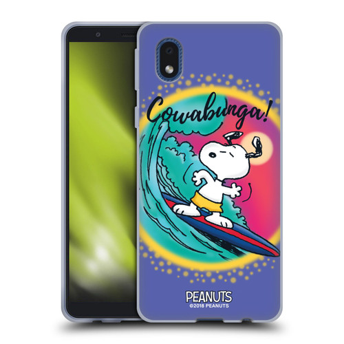 Peanuts Snoopy Boardwalk Airbrush Cowabunga Surf Soft Gel Case for Samsung Galaxy A01 Core (2020)