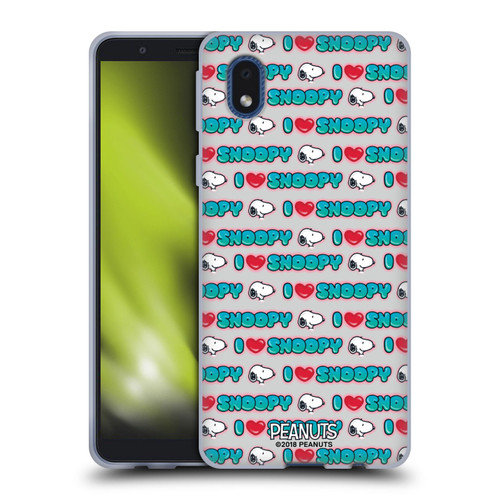 Peanuts Snoopy Boardwalk Airbrush I Love Pattern Soft Gel Case for Samsung Galaxy A01 Core (2020)