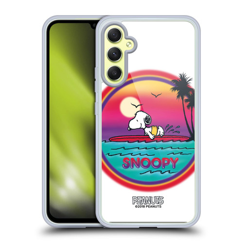 Peanuts Snoopy Boardwalk Airbrush Beach Surf Soft Gel Case for Samsung Galaxy A34 5G