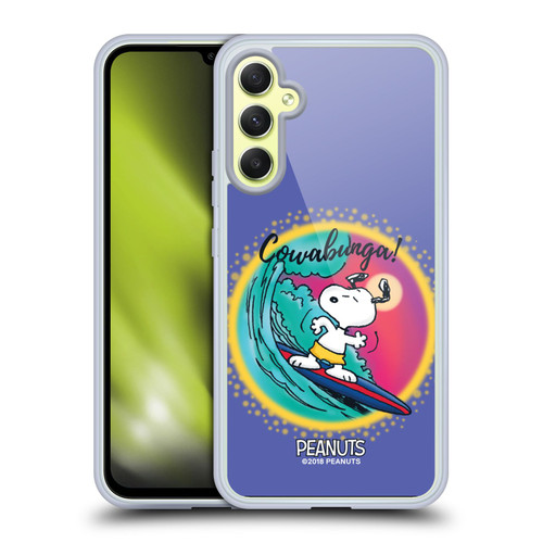 Peanuts Snoopy Boardwalk Airbrush Cowabunga Surf Soft Gel Case for Samsung Galaxy A34 5G