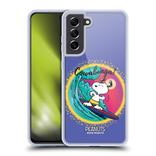 Peanuts Snoopy Boardwalk Airbrush Cowabunga Surf Soft Gel Case for Samsung Galaxy S21 FE 5G & MagSafe