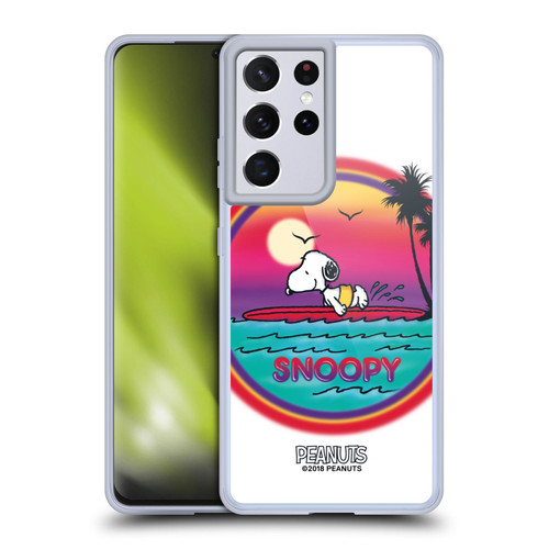 Peanuts Snoopy Boardwalk Airbrush Beach Surf Soft Gel Case for Samsung Galaxy S21 Ultra 5G & MagSafe